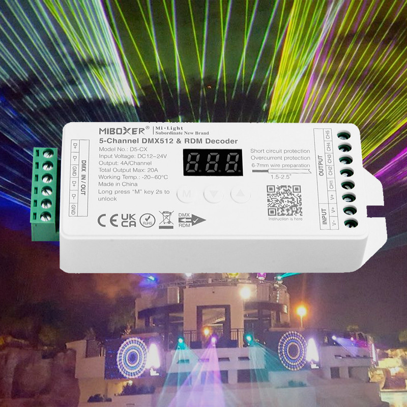 5-channel DMX led controller for dimmable RGB + white led strip