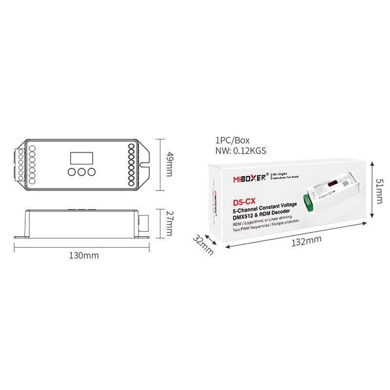 Dekaim DMX Decoder, DC5V-24V 6 Kanaals RGB LED Controller