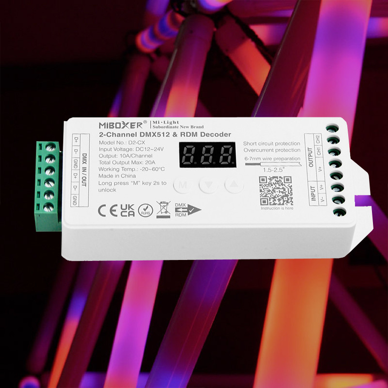 2-channel DMX led controller for dimmable white led tape
