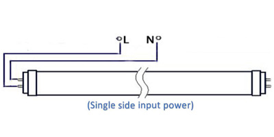 Power supply for a 1 side led tube